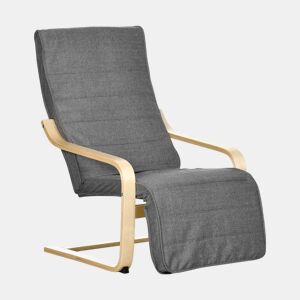 HOMCOM Poltrona Relax com Apoio para os Pés Ajustável Poltrona para Sala de Estar Estofada em Tecido com Estrutura de Madeira Carga 120 kg para Escritório Estúdio Dormitório 66,5x94x100 cm Cinza