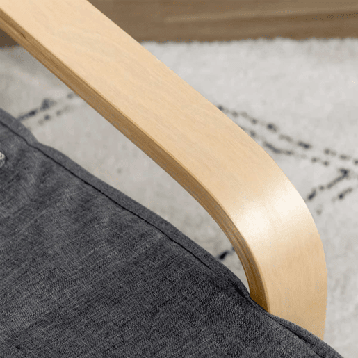HOMCOM Poltrona Relax com Apoio para os Pés Ajustável Poltrona para Sala de Estar Estofada em Tecido com Estrutura de Madeira Carga 120 kg para Escritório Estúdio Dormitório 66,5x94x100 cm Cinza