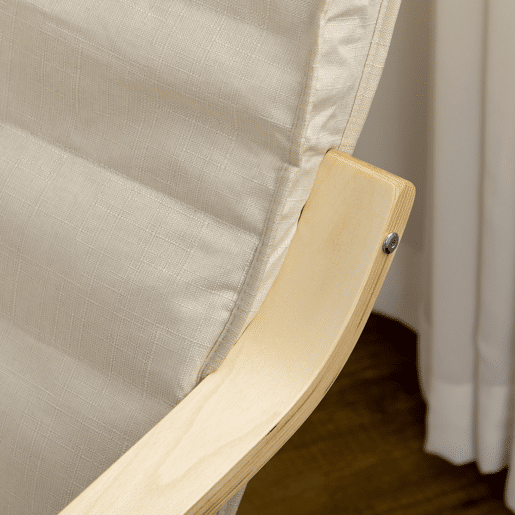 HOMCOM Poltrona Relax com Apoio para os Pés Ajustável Poltrona para Sala de Estar Estofada em Tecido com Estrutura de Madeira Carga 120 kg para Escritório Estúdio Dormitório 66,5x94x100 cm Creme
