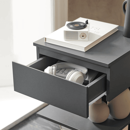 Mesa de cabeceira com 1 gaveta e 2 prateleiras Cinzento 39x65x39cm SoBuy FBT49-HG