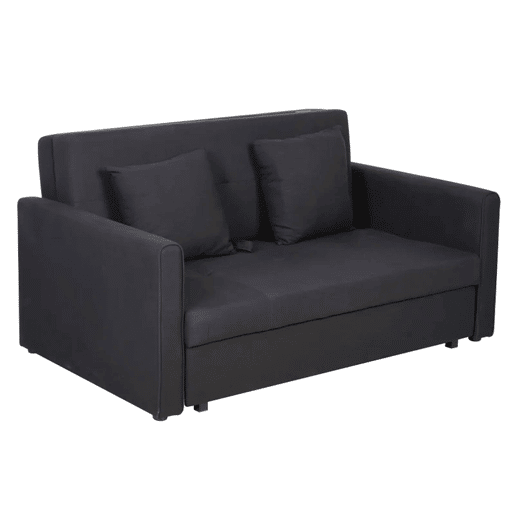 HOMCOM Sofá Cama de 2 Lugares Estofado em Algodão com 2 Almofadas Apoio para os Braços e Armazenamento Sofá Duplo Moderno para Sala de Estar Escritório 152x101x81cm Cinza Carvão
