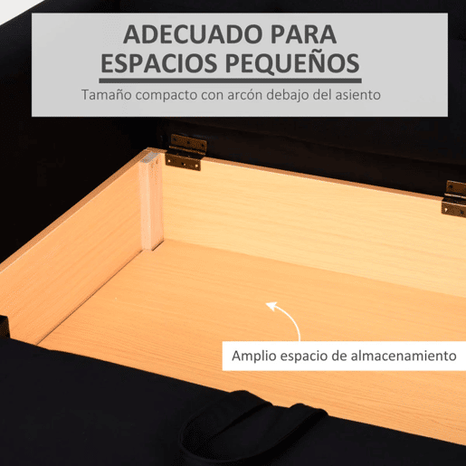 HOMCOM Sofá Cama de 2 Lugares Estofado em Algodão com 2 Almofadas Apoio para os Braços e Armazenamento Sofá Duplo Moderno para Sala de Estar Escritório 152x101x81cm Cinza Carvão