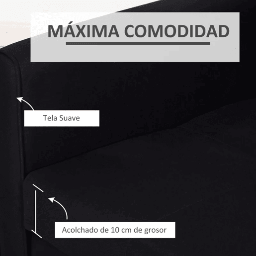 HOMCOM Sofá Cama de 2 Lugares Estofado em Algodão com 2 Almofadas Apoio para os Braços e Armazenamento Sofá Duplo Moderno para Sala de Estar Escritório 152x101x81cm Cinza Carvão