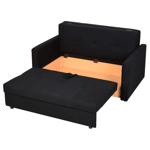 HOMCOM Sofá Cama de 2 Lugares Estofado em Algodão com 2 Almofadas Apoio para os Braços e Armazenamento Sofá Duplo Moderno para Sala de Estar Escritório 152x101x81cm Cinza Carvão