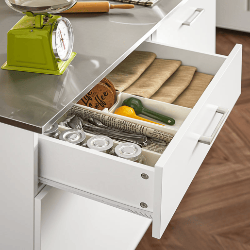 Ilha de cozinha com 1 gaveta e 2 portas 120x56x90 cm Branco SoBuy FKW117-W