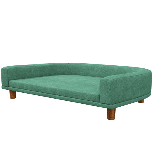 PawHut Sofá para Cães Cama Elevada para Cães Estofada com Almofada Lavável e Pés de Madeira de Pinho Carga Máxima 40 kg 98x67x25 cm Verde