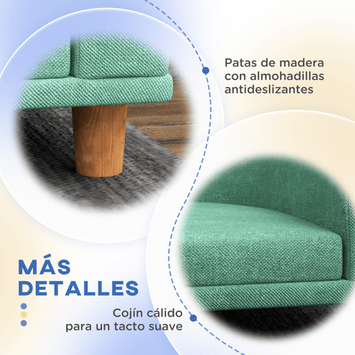 PawHut Sofá para Cães Cama Elevada para Cães Estofada com Almofada Lavável e Pés de Madeira de Pinho Carga Máxima 40 kg 98x67x25 cm Verde