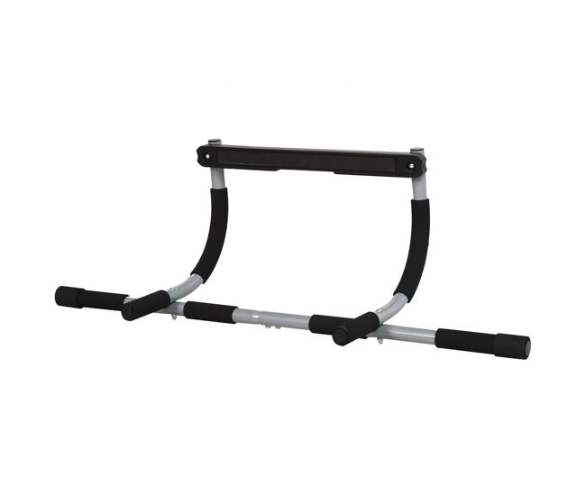 Homcom barra de dominadas multifuncional barra de dominadas de pared con mangos antideslizantes carga 110 kg para ejercicio y entrenamiento en casa gimnasio negro