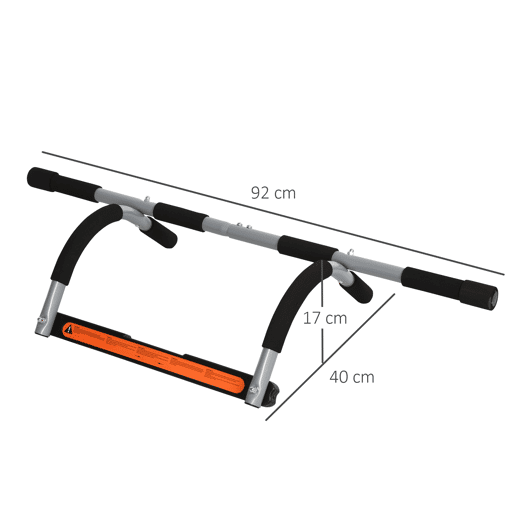 HOMCOM Barra de Elevações Multifuncional de Parede com Pegas Antiderrapantes, Suporta até 110 kg, Ideal para Exercício e Treino em Casa, Ginásio, Preto
