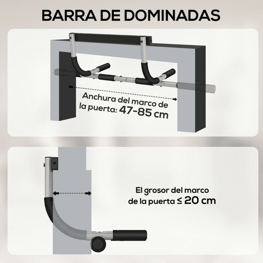 HOMCOM Barra de Elevações Multifuncional de Parede com Pegas Antiderrapantes, Suporta até 110 kg, Ideal para Exercício e Treino em Casa, Ginásio, Preto