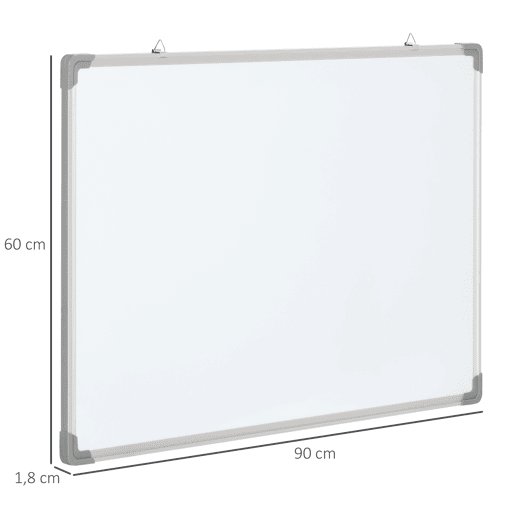 HOMCOM Quadro Magnético com Estrutura de Liga de Alumínio 90x60 cm Quadro Magnético com Apagador 4 Marcadores e 10 Ímás para Escritório Casa Branco