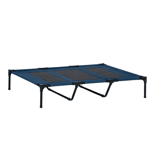 PawHut Cama para Animais de Estimação Cama Elevada para Cães Gatos com Tecido Transpirável para Dormir Relaxar Exterior Jardim Terraço 122x91x23cm Azul