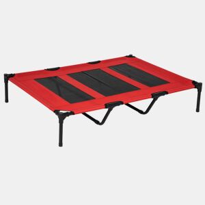 PawHut Cama para Animais de Estimação Cama Elevada para Cães Gatos com Tecido Transpirável para Dormir Relaxar Exterior Jardim Terraço 122x92x23cm Vermelho
