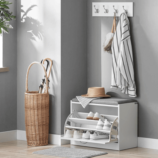 Banco para sapatos com 1 aba SoBuy FSR16-HG branco 60x30x46cm