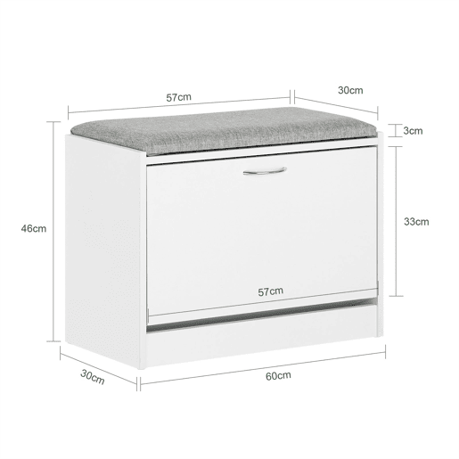Banco para sapatos com 1 aba SoBuy FSR16-HG branco 60x30x46cm