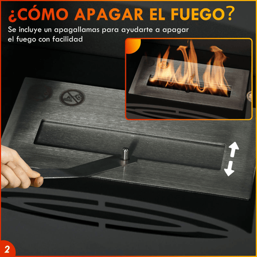 HOMCOM Lareira de Etanol 7000BTU Lareira de Bioetanol de Aço com Apagador de Aço Inoxidável Depósito de 1,2L Tempo de Combustão 3h para Interiores 20-25 m² 39x26x54 cm Preto