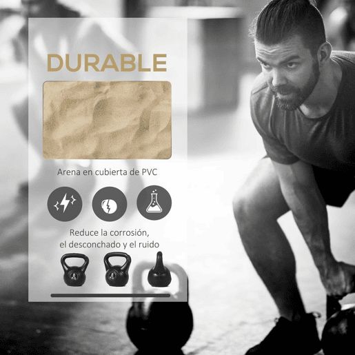 HOMCOM Peso Russo de 8 kg Kettlebell Preenchido de Areia com Punho Largo e Antiderrapante para Exercícios e Treinos em Casa e Ginásio 22x17x24 cm Preto