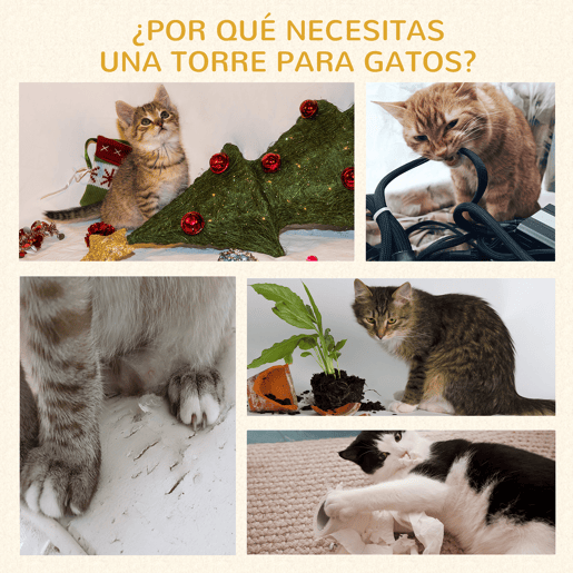 PawHut Árvore Arranhador para Gatos Pequena Altura 46 cm de 2 Níveis com Poste e Tapete de Arranhar Cama e Bola Suspensa 35,5x37x46 cm Cinza