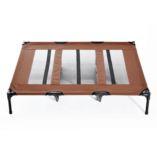 PawHut Cama para Animais de Estimação Cama Elevada para Cães Gatos com Tecido Transpirável para Dormir Relaxar Exterior Jardim Terraço 122x92x23cm Marrom