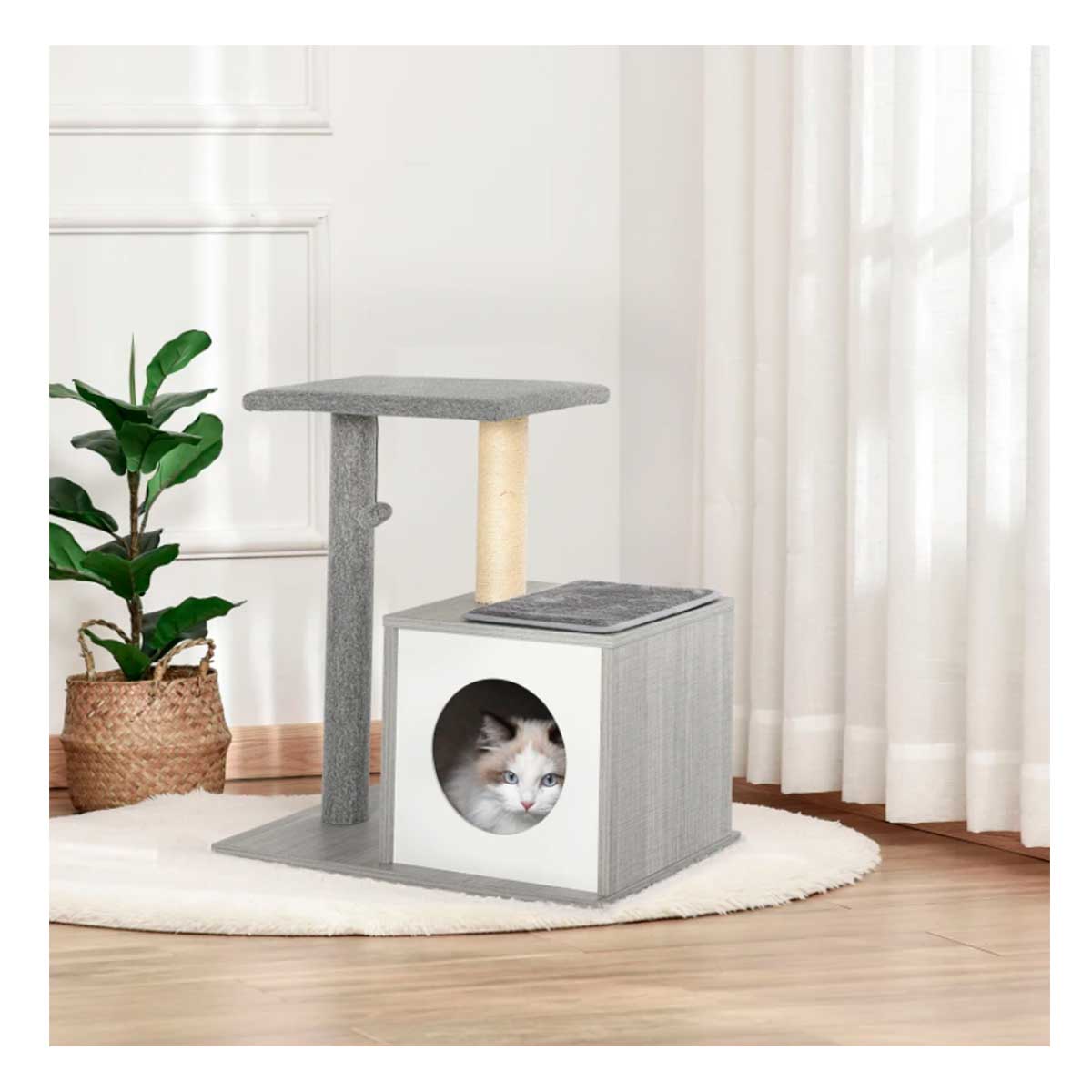 Árbol para Gatos Tablero madera aglomerado, Sisal, Felpa PawHut