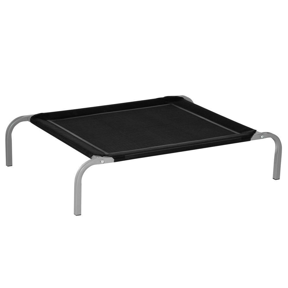 Pawhut cama elevada para perros gatos transpirable cama para mascotas 90x65x20 cm para dormir relajar con marco de acero para interior exterior negro