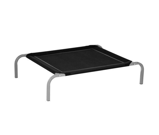 Pawhut cama elevada para perros gatos transpirable cama para mascotas 90x65x20 cm para dormir relajar con marco de acero para interior exterior negro