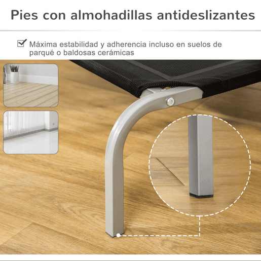 PawHut Cama Elevada para Animais de Estimação Cama para Cães e Gatos Desmontável Tecido Textilene Exterior Jardim Terraço 90x65x20cm Preto