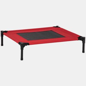 PawHut Cama para Animais de Estimação Cama Elevada para Cães Gatos Portátil Tecido Transpirável para Exterior Interior 76x61x18cm Vermelho