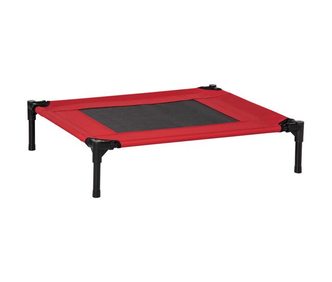 Pawhut cama elevada para perros gatos portátil cama para mascotas con zona de malla transpirable y tela oxford para interior exterior 76x61x18 cm rojo