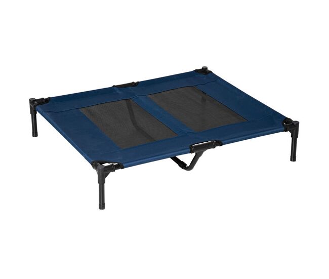 Pawhut cama elevada para perros gatos portátil cama para mascotas con zona de malla transpirable y tela oxford para interior exterior 91,5x76,2x18 cm azul