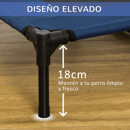 PawHut Cama para Animais de Estimação Cama Elevada para Cães Gatos Portátil Tecido Transpirável Resistente a Água 91,5x76,2x18cm Azul