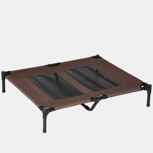 PawHut Cama Elevada para Cães Cama de Animais de Estimação com Malha Transpirável e Tecido Oxford para Exterior Interior Ar Livre Jardim Terraço 91,5x76,2x18cm Marrom