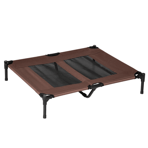 PawHut Cama Elevada para Cães Cama de Animais de Estimação com Malha Transpirável e Tecido Oxford para Exterior Interior Ar Livre Jardim Terraço 91,5x76,2x18cm Marrom
