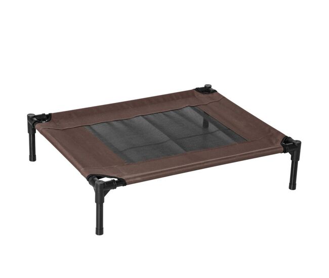 Pawhut cama elevada para perros gatos portátil cama para mascotas con zona de malla transpirable y tela oxford para interior exterior 76x61x18 cm marrón