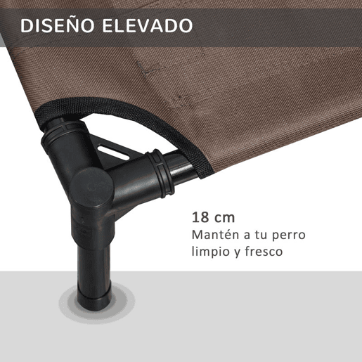 PawHut Cama para Animais de Estimação Cama Elevada para Cães Gatos Portátil Tecido Transpirável para Exterior Interior 76x61x18cm Marrom