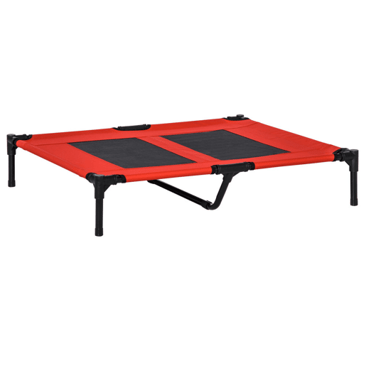 PawHut Cama Elevada para Cães Cama de Animais de Estimação com Malha Transpirável e Tecido Oxford para Exterior Interior Ar Livre Jardim Terraço 91,5x76,2x18cm Vermelho