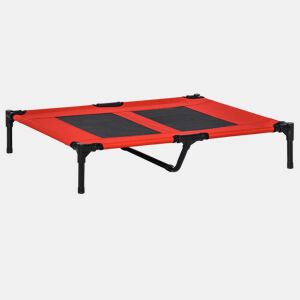 PawHut Cama Elevada para Cães Cama de Animais de Estimação com Malha Transpirável e Tecido Oxford para Exterior Interior Ar Livre Jardim Terraço 91,5x76,2x18cm Vermelho