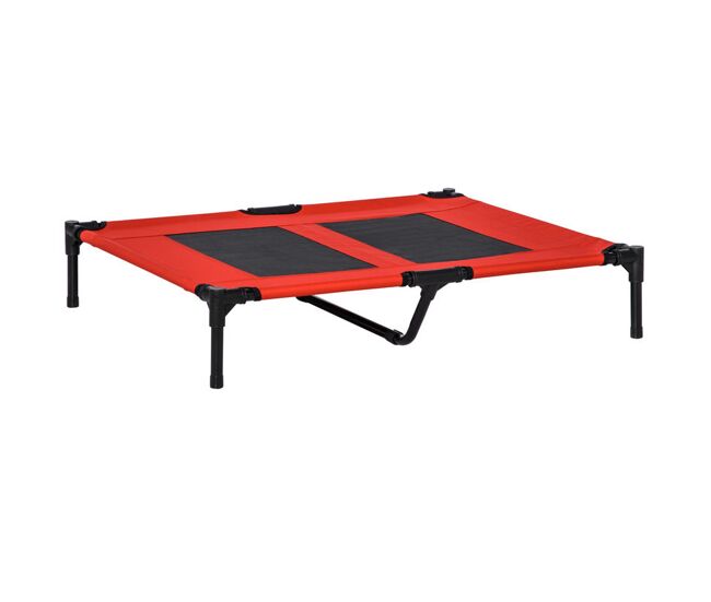 Pawhut cama elevada para perros gatos portátil cama para mascotas con zona de malla transpirable y tela oxford para interior exterior 91,5x76,2x18 cm