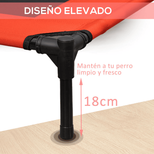 PawHut Cama Elevada para Cães Cama de Animais de Estimação com Malha Transpirável e Tecido Oxford para Exterior Interior Ar Livre Jardim Terraço 91,5x76,2x18cm Vermelho