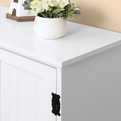 HOMCOM Armário de Cozinha Armário de Cozinha Alto Móvel Auxiliar com 4 Portas e Prateleiras Ajustáveis para Sala de Estar 60x30x123 cm Branco