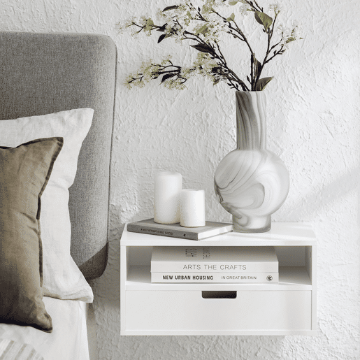 Prateleira de parede com 1 gaveta SoBuy NKD03-W branco 45x25x22 cm