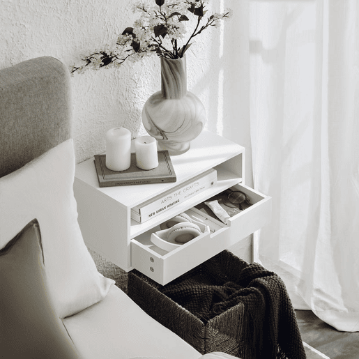 Prateleira de parede com 1 gaveta SoBuy NKD03-W branco 45x25x22 cm