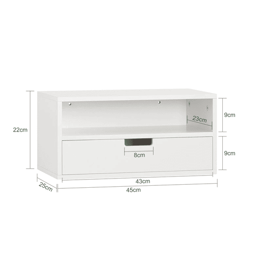 Prateleira de parede com 1 gaveta SoBuy NKD03-W branco 45x25x22 cm