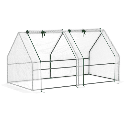 Outsunny Estufa de Jardim Varanda 180x90x90 cm Tipo Casa Tubo de Aço com 2 Acessos Estufa Pequena para Cultivo de Plantas Branco