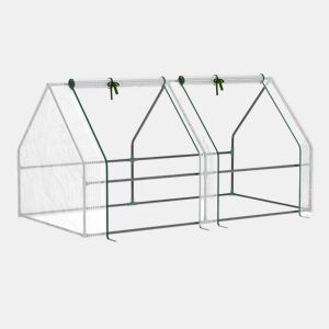 Outsunny Estufa de Jardim Varanda 180x90x90 cm Tipo Casa Tubo de Aço com 2 Acessos Estufa Pequena para Cultivo de Plantas Branco