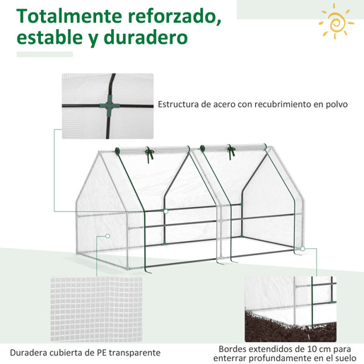 Outsunny Estufa de Jardim Varanda 180x90x90 cm Tipo Casa Tubo de Aço com 2 Acessos Estufa Pequena para Cultivo de Plantas Branco