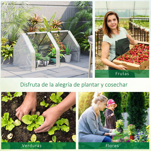 Outsunny Estufa de Jardim Varanda 180x90x90 cm Tipo Casa Tubo de Aço com 2 Acessos Estufa Pequena para Cultivo de Plantas Branco
