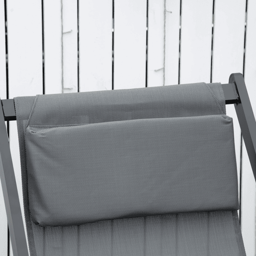 Outsunny Conjunto de 2 Espreguiçadeiras Dobráveis de Alumínio para Jardim com Encosto Ajustável em 5 Posições e Apoio de Cabeça para Terraço e Exterior 60x100x85 cm Cinzento