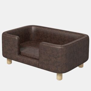 PawHut Sofá para Animais de Estimação Sofá para Cães Pequenos e Médios com Assento Acolchoado 74x48,5x31 cm Marrom