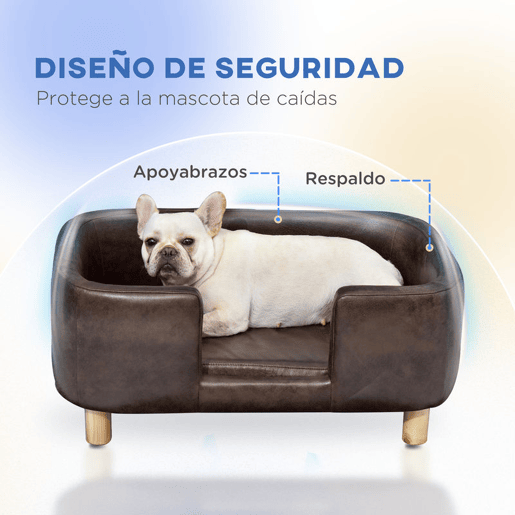 PawHut Sofá para Animais de Estimação Sofá para Cães Pequenos e Médios com Assento Acolchoado 74x48,5x31 cm Marrom